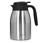 Navaris Carafe Isotherme - Pichet 1,5 L Double paroi en Acier Inoxydable sans BPA - Carafe Isotherme et hermétique café thé Eau Lait jus