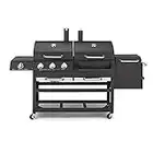 Tower Ignite T978507 Multi XL Grill BBQ with Gas/Charcoal/Smoker/Side Burner, Black