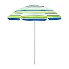 SunnyFeel Ombrellone da spiaggia da 1.8 m, portatile, con borsa per il trasporto, con pulsante di ancoraggio a sabbia, inclinabile, protezione UV UPF50+, cortile, giardino (verde)