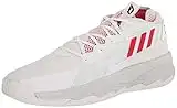 adidas Unisex Dame 8 Basketball Shoe, White/Vivid Red/Core Black, 10.5 US Men