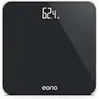 Amazon Brand - Eono Bathroom Scales Digital Weighing Scale with High Precision Sensors and Tempered Glass, Ultra Slim,Step-on Technology, Shine-Through Display - 15Yr Guarantee Black