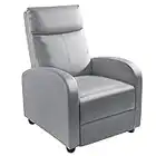 Homall Single Recliner Chair Padded Seat PU Leather Living Room Sofa Recliner Modern Recliner Seat Club Chair Home Theater Seating (Gray)