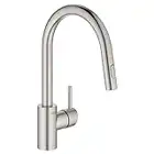 GROHE 32665DC3 Concetto Single-Handle Kitchen Sink Faucet With Pull-Down Sprayer, Brass, Brushed Nickel (1.75 GPM)