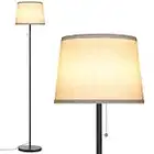 Coucrek Floor Lamp for Living Room, Modern Standing Lamps with Linen Shade, Simple Design Pole Lamps Tall Floor Lamp for Bedroom, Living Room, Office, Reading, Black, E26 Base, Bulb not Included