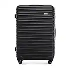 WITTCHEN Valise de Voyage Bagage à Main Valise Cabine Valise Rigide en ABS avec 4 roulettes pivotantes Serrure à Combinaison Poignée télescopique Groove Line Taille L Noir