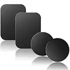 Amazon Brand - Eono Metal Plate for Magnetic Phone Holder, [4 Pack] Replacement Mount Metal Plates Kits for Magnetic Car Phone Holder,2 Round and 2 Rectangle Metal Plate Discs, Black.