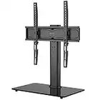 BONTEC Support TV sur Pied TV Universel Pivotant pour Télévisions de 26 à 55 Pouces LCD/LED/Plasma Hauteur Réglable avec Base en Verre Trempé de 8 mm - Charge Maximal 45kg Max VESA 400x400 mm