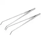 sourcing map Aquarium Curved Tweezers 10.6 Inch Stainless Steel Extra Long, Fish Tank Aquatic Plants Clip, 2 Pack