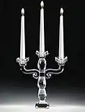 Candeliere candelabro da tavolo tre bracci fiamme vetro cristallo trasparente elegante alta qualità