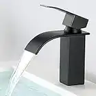 Wasserhahn Bad Schwarz Waschtischarmatur Schwarz - Cecipa Wascharmatur Bad Schwarz aus Edelstahl - Mischbatterie Waschbecken Einhebel Waschtischarmatur Wasserfall - Ares H102B (Kurz)