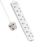 ExtraStar Extension Lead Surge Protection 4 Way Outlets, 13A Power Strip Wall Mounted with Individual Switches, Multi Socket Extension Cable UK Plug for Home and Office (1M, White)