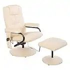 HOMCOM Manual Sofa Reclining Armchair PU Leather Massage Recliner Chair and Ottoman, Cream