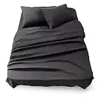 Blumtal Bedding 4 Piece Bed Sheet Set - Flat Sheet, Fitted Sheet with 2 Pillowcases for King Bed, Wrinkle Free Microfibre Fabric, Anthracite