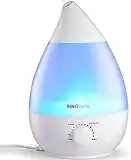 Innobeta Waterdrop Humidificador Ultrasónico 2,4 Liter Bebáde Vapor Frío, Silencioso, Niveles Ajustables, Luz Nocturna Led, 360° Boquilla, Apagado Automático Sin Agua, Para Hogar, Oficina, Habitación