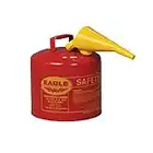 Eagle UI-50-FS Red Galvanized Steel Type I Gasoline Safety Can with Funnel, 5 Gallon Capacity, 13.5" Height, 12.5" Diameter