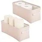 mDesign Pratico Contenitore Bagno per Cosmetici, Accessori, Carta igienica – Cestini per Bagno in Cotone con Bordo Rinforzato in Metallo – Scatole contenitori polivalenti – Set da 2 – Rosa Chiaro