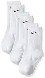 Nike Everyday Cushion Crew Training Socks, Unisex Socks with Sweat-Wicking Technology and Impact Cushioning (3 Pair), White/Black,Medium