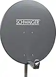 SCHWAIGER 197 Antenne parabolique Sat Antenne Satellite en Aluminium Antenne Offset Bras Support LNB Support de mât Antenne parabolique Sat 74,5 x 84,5 cm Anthracite