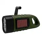 TISHOW Linterna Led Solar, Linterna de manivela con Mano Resistente al Agua, Linterna LED de Emergencia, lámparas portátiles para Acampar para Ciclismo, Montasmo con Gancho a Presión (Verde)