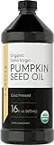 Carlyle Pumpkin Seed Oil 16oz Organic Cold Pressed | Extra Virgin | Vegetarian, Non-GMO, Gluten Free | Safe for Cooking | Great for Hair and Face