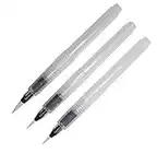 3 Sizes Refillable Ink Pen for Water Brush Watercolour Paint Soft Painting Calligraphy Reusable Watercolour Soft Pens (Pack of 3)