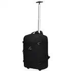 Hynes Eagle Trolley Backpack 42L Flight Approved Backpack Wheeled Hand Luggage 54 x 35 x 23 cm Cabin Bag (Backpack, Black)