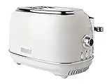 Haden Heritage 75018 Stainless Steel 900W Retro Toaster 2 Slice Wide Slot w/Removable Crumb Tray and Settings, Ivory White Toasters w/Adjustable Browning Control, Smart Toaster