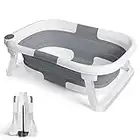 Baignoire Pliable BéBé Baignoire Bebe, Plastique Bain Bebe pour Nouveau pieds Antidérapants Pliables Baignoire Portative Tout Barrière D'eau avec Capteur de Température, Pour Garçon et Fille