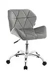 HNNHOME Modern Eris Padded Swivel Fabric Home Office Desk Computer Chair, Height Adjustable (Grey, Velvet)