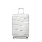 Kono 55x40x20cm Hand Cabin Luggage Lightweight Polypropylene Hard Shell Carry On Suitcase Trolley with TSA Lock Spinner Wheels (White)