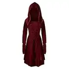 eiuEQIU Vestido de vampiro para mujer, vintage, de bruja, estilo medieval, renacentista, gótico, cosplay, retro, elástico, para mujeres, Vino, XL