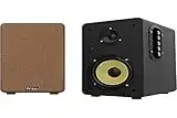 WIIBO- Neo 100 V2 - Altavoces Bluetooth Portátiles Vintage - Altavoces Inteligentes HiFi - Altavoces Estantería - Potencia 100W - 250 mm x 180 mm x 300 mm - Color Negro y Amarillo