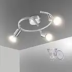 Bojim Lampadario da Soffitto, Plafoniera con 3 Faretti Orientabili LED GU10 Bianco Caldo 6W 550LM 220V 2700K, Lampada della Forma a Spirale, Faretti da Soffitto per Bagno, Cucina, Camera da Letto