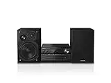 Panasonic SC-PMX90 Mikrosystem mit Bambuslautsprechern, 120 W, Hi-Fi, Heimklang, 14 cm Woofer, 1,9 cm Silk Dome Tweeter, 1,5 cm Piezo Twitter, Bluetooth, USB Dual, UKW-Radio, AUX 3.5 mm- N Schwarz