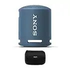 Sony XB13 Extra BASS Portable IP67 Waterproof/Dustproof Wireless Bluetooth Speaker (Light Blue) Bundle with Hard Shell Storage and Travel Case (Black) (2 Items)