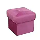 HomeHarmony® Velvet Muffin Top Ottoman Storage Box Footstool Footrest Toy Storage Box Extra Padded Seat (Pink)