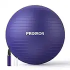 PROIRON Ballon de Gymnastique Ballon d'exercices Fitness Très épais avec mouvements de Yoga,75CM Swiss Ball, Ballon de Gym avec Pompe Rapide, Anti-éclatement et Anti-dérapant Yoga Ball,Violet