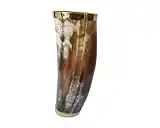 Viking Drinking Horn Cup with Top Brass Rim and Wooden Base by Viking By heart