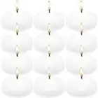 10 Hour White Floating Candles Large 3" Unscented Dripless Water Wax Floating Candles for Vases, Centerpieces at Wedding, Party, Pool, Holidays, Set of 12