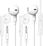 2 Pack Headphone Earphone Earbuds 3.5mm Wired Headphone Noise Isolating Earphones with Built-in Microphon Volume Control Compatible with iPhone 6 Plus SE 5S 4 Pod Pad Samsung Android MP3