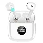 Wireless Earbuds, Bluetooth 5.3 Headphones in Ear HiFi Stereo, Mini Wireless Headphones with Noise Cancelling Microphone, 40H Playtime and LED Digital Display, IP7 Waterproof Wireless Earphones, White