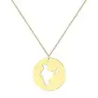 Chereda World Globe - Collana con ciondolo a forma di mappa indiana, in acciaio inox, da uomo, stile country, Acciaio inossidabile, Senza pietre preziose,