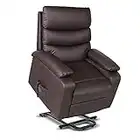 gridinlux | Sillón Relax Masaje Extra Acolchado Levanta Personas Marrón | Reclinable | Elevación Automática con Mando | 5 Modos | Función Calor Lumbar | 8 Motores | 4 Zonas de Masaje | Polipiel