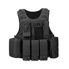 HUNTVP Gilet Tactique Armée Militaire Gilet Molle Airsoft Gilet pour Hommes Femmes Camping Randonnée Chasse À L'extérieur Cs Jeu (Type-1 Noir)