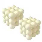 2 Pcs Ivory Bubble Candle Soy Wax Vanilla Scented Square Bubble Candles, Bubble Cube Candle for Home Decor & Gifting