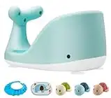 Whale Shape Baby Bath Seat – 3 Bath Toys + Bath Brush + Shower Cap – Ergonomic Backrest – Elastic and Breathable – 4 Strong Non-Slip Suction Cups – Ideal Gift! (Green)