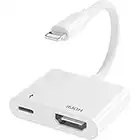 [Apple MFi Certified] Lightning to HDMI Adapter Digital AV, for iPad iPhone to HDMI Adapter 1080P with Lightning Charging Port Compatible for iPhone, iPad and iPod Models and TV Monitors Projectors