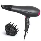 Sèche Cheveux Professionnel 2200W, Sèche-Cheveux avec Diffuseur, Concentreur, Puissant AC Moteur, Niveaux de Température, 2 Vitesses (Grey)