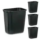 Rubbermaid Commercial Products Plastic Wastebasket/Trash Can, 7-Gallon/28-Quart, Black, for Bedroom/Bathroom/Office, Fits under Desk/Cabinet/Sink, Pack of 4