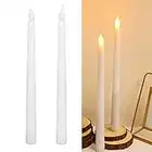 2 Velas LED sin Llama, Velas Cónicas LED Realistas, Candelabros LED Brillantes Parpadeantes Que Funcionan con Pilas, Luz LED Decorativa para Fiestas, Bodas, Halloween, Navidad (Concha Blanca)